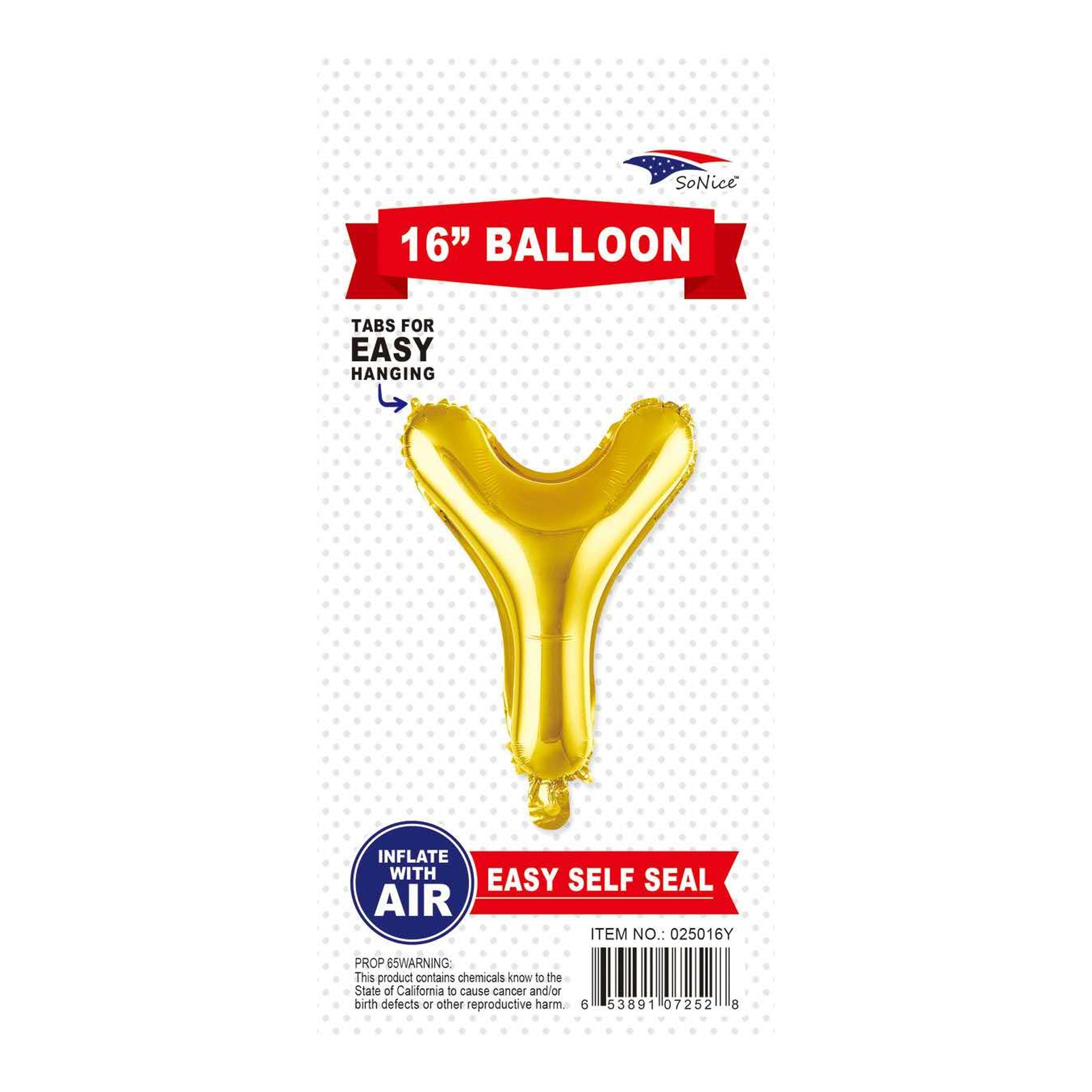 16"Foil Balloon Letter Y Gold